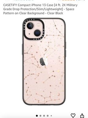 Casetify Clear Black Case with Rose Gold Constellation Star Pattern